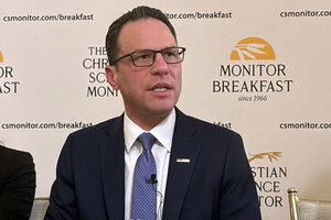 Pennsylvania Gov. Josh Shapiro – who is seen as a likely Democratic presidential candidate in 2028 – was the guest at a Monitor Breakfast event on Thursday. He talked about what he thinks voters want from their government, and how President Donald Trump is making America less safe.