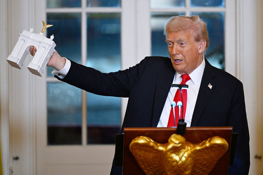 Trump cites military need for arch. He could be putting armed services in a bad spot.