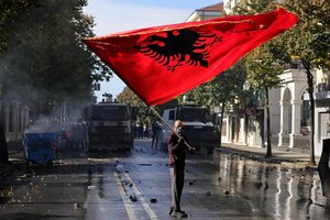 Clashes broke out near the prime minister’s office in Albania as riots gripped the capital, Tirana.
