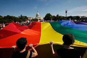 Obama and biden carry gay pride flags around white house