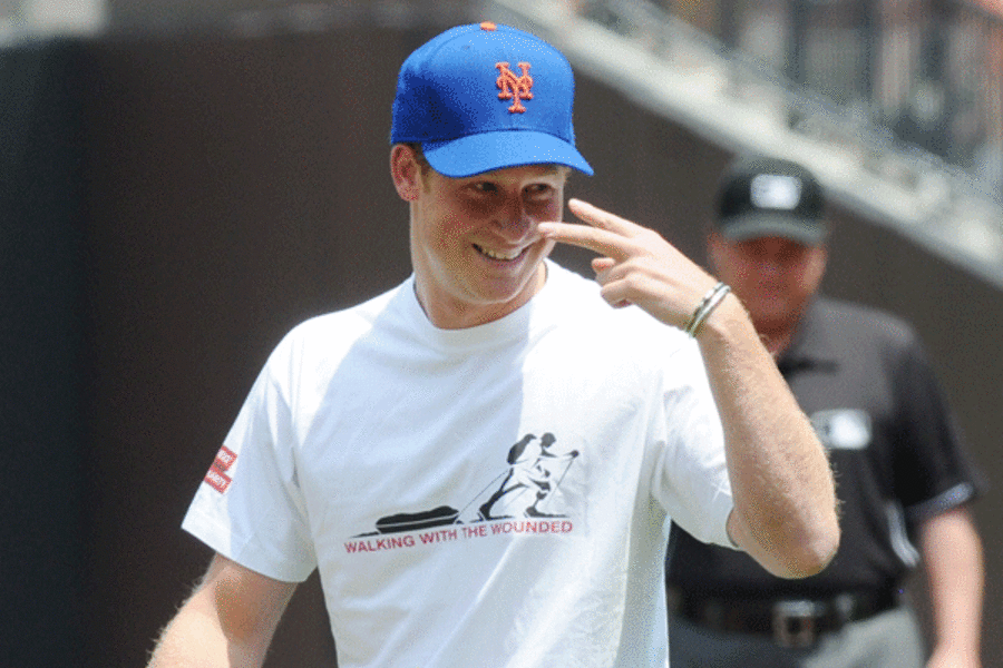 Prince Harry with Rod Barajas the Mets catcher at the New York
