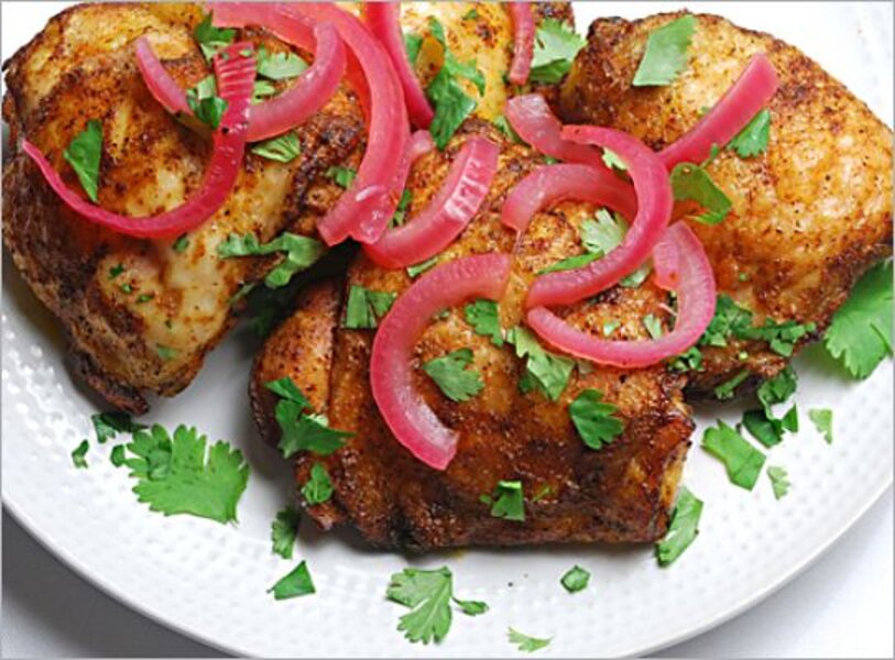 Roasted Chili Cumin Chicken With Pickled Red Onions Csmonitor Com