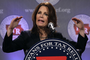 Michele Bachmann discusses 2012 presidential caucus US debt with