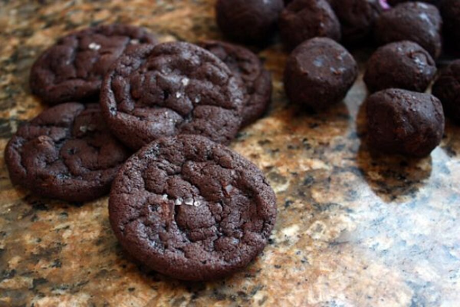 Double chocolate cookies with sea salt