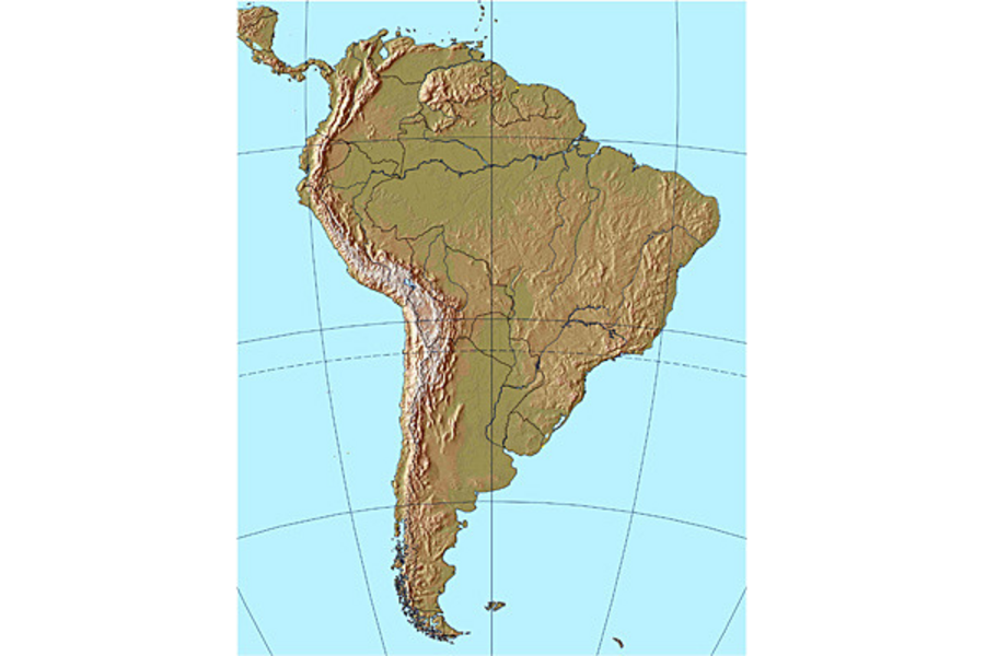 Which massive mountain range follows the western coast of South America